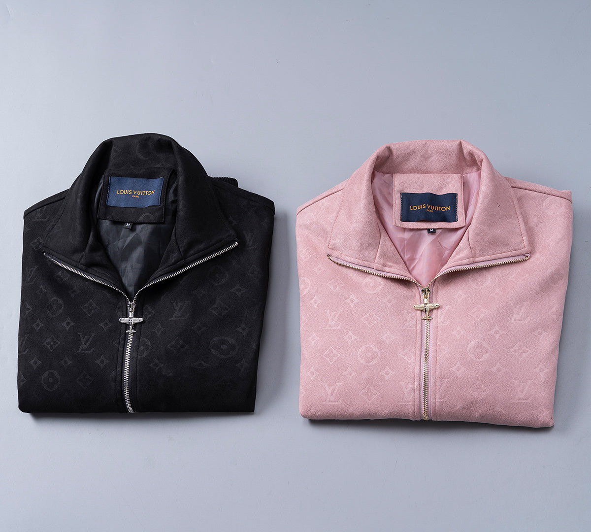 Luxury Suede Tracksuit Jacket – Debossed Monogram Mauve or Black Edition