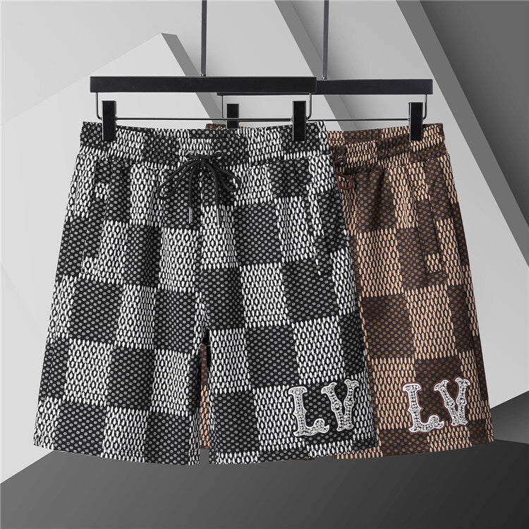 Luxury Checkered Swim Shorts – Quick-Dry Nylon Beach Edition