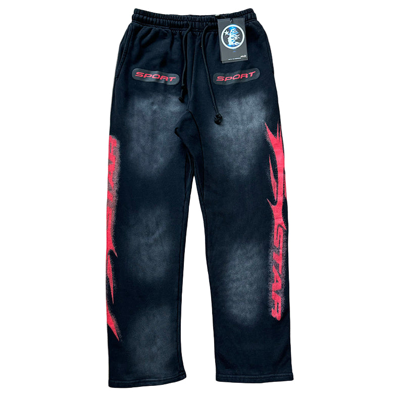 Motion Blur Graphic Fleece Sweatpants – Black/Red