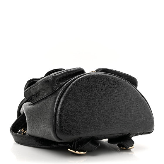 Chanel Small Duma Backpack – Black Shiny Caviar Quilted Drawstring with Gold CC