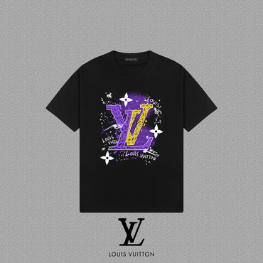 Black t-shirt with graphic on a gray background