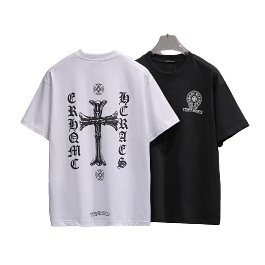 Graphic Cross Print T-Shirt – Black Gothic Streetwear