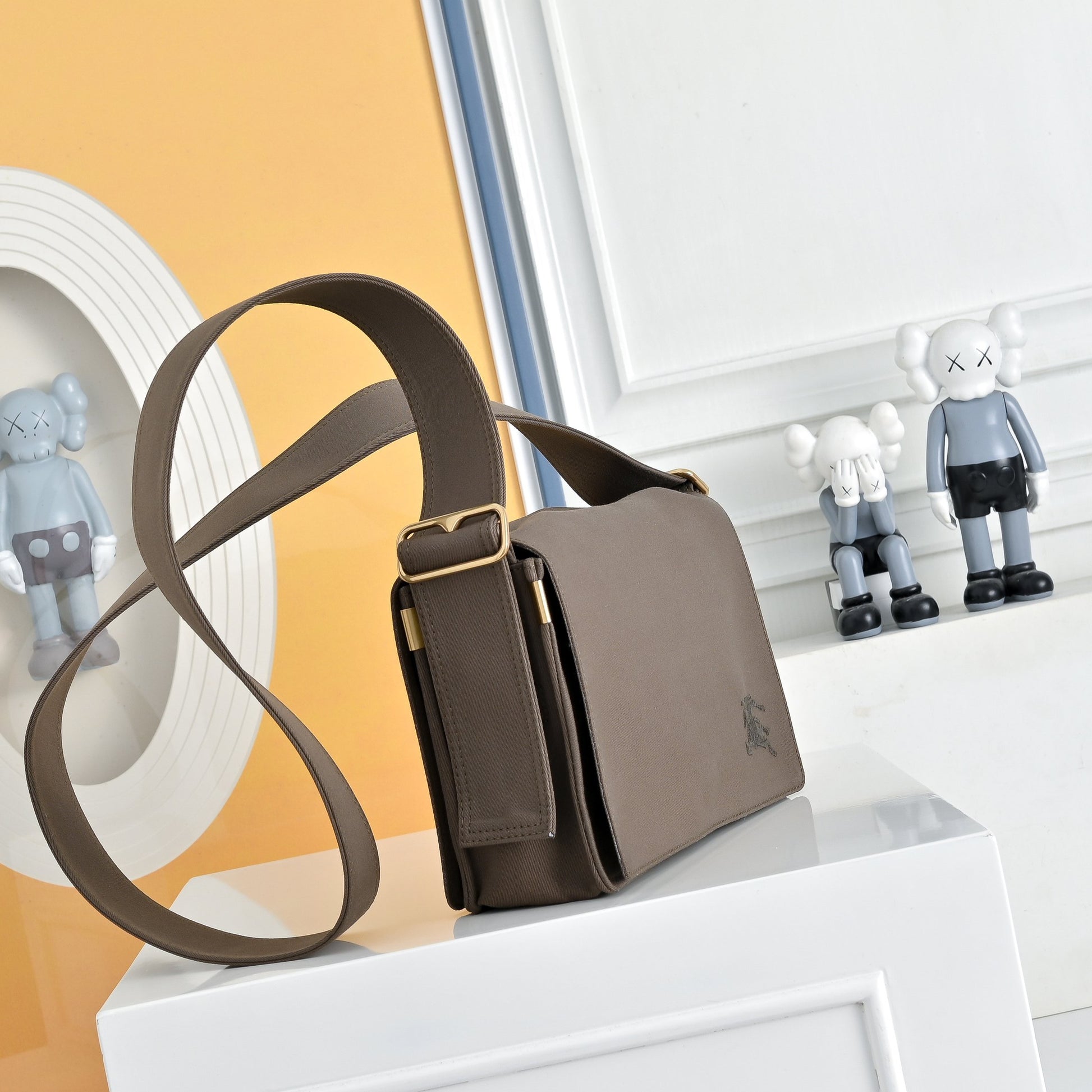 Embossed Leather Messenger Bag