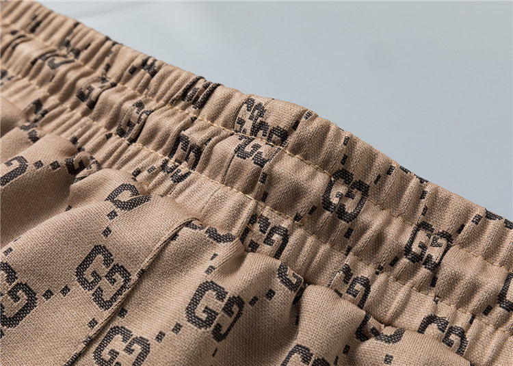 Luxury Monogram-Inspired Polo & Shorts Set – Beige - Black - White