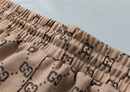 Luxury Monogram-Inspired Polo & Shorts Set – Beige - Black - White