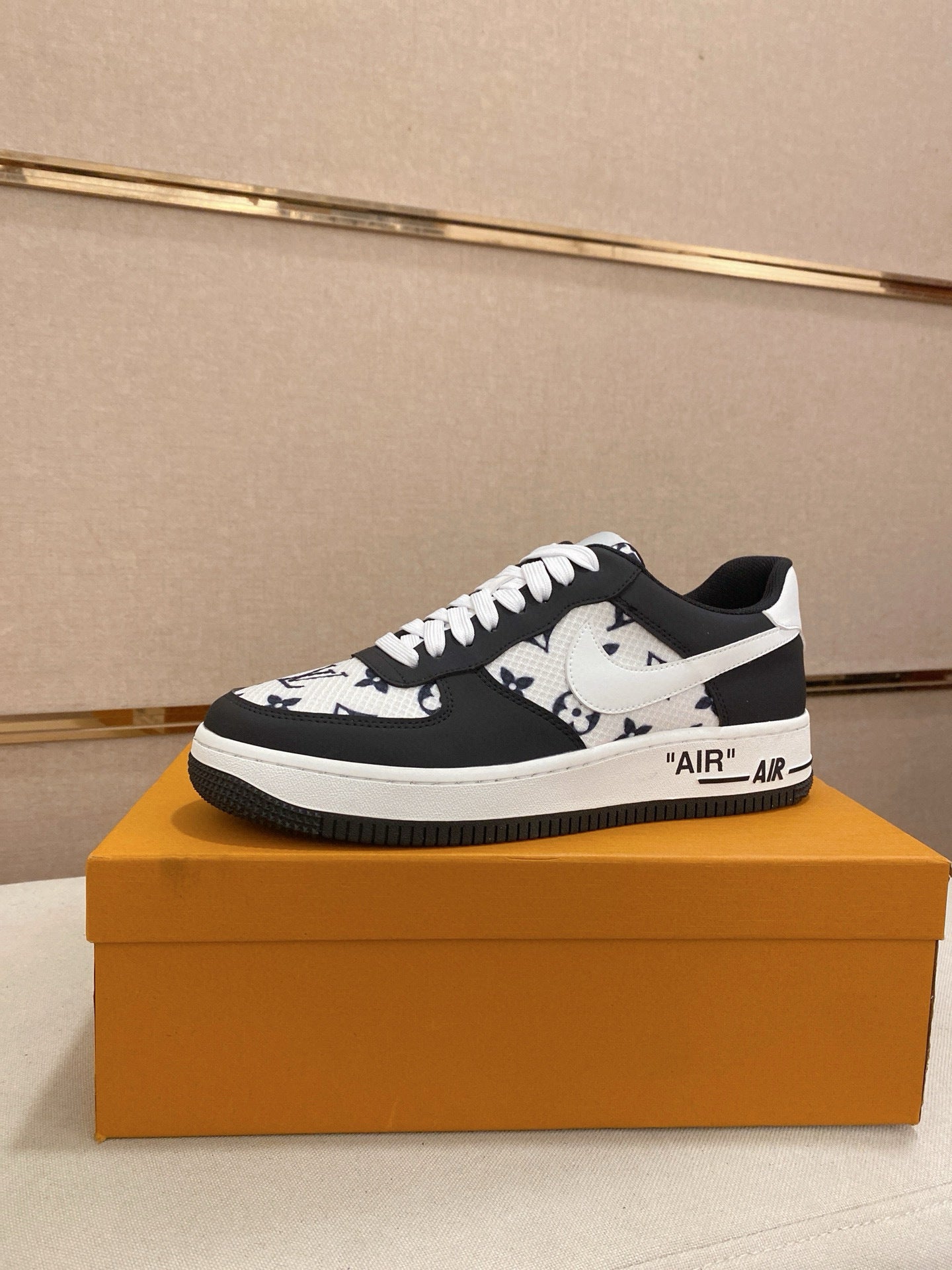 Custom Black & White Monogram-Inspired Low-Top Sneakers