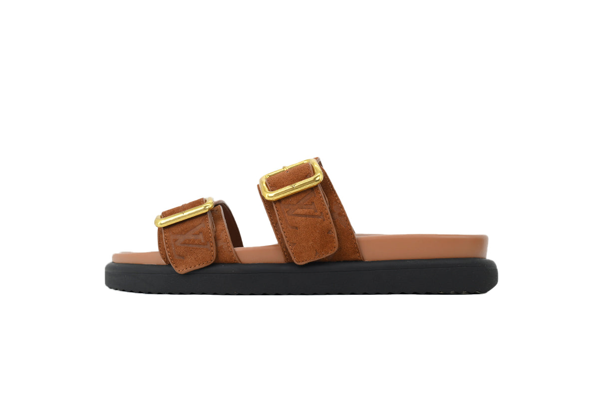 Venice Mule Slide Sandals – Luxury Inspired Double Buckle Comfort Slides