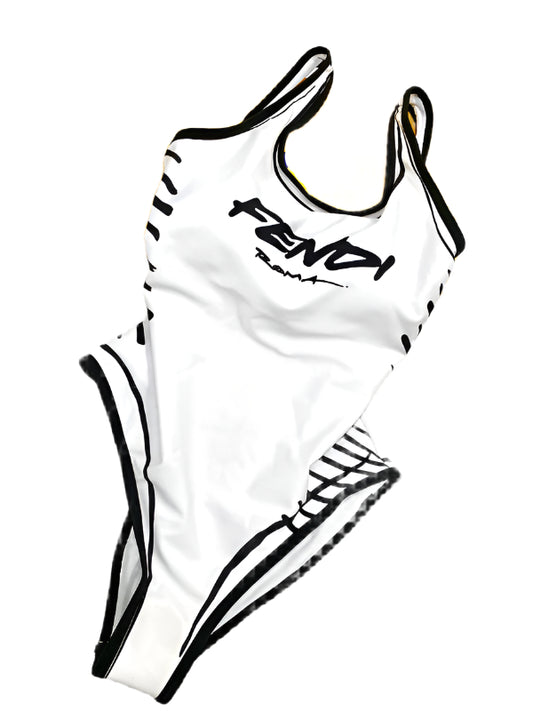 Women's Black and White One-Piece Swimsuit – Bold Luxury Beachwear