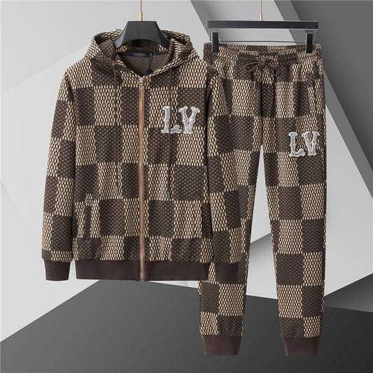 Brown Zip-Up Hoodie & Drawstring Jogger Set