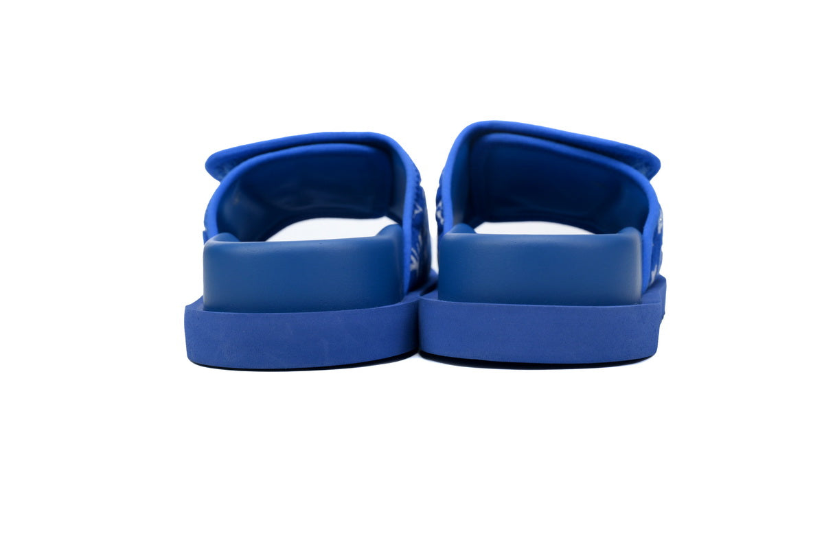 Miami Mule – Blue & White Monogram Slide