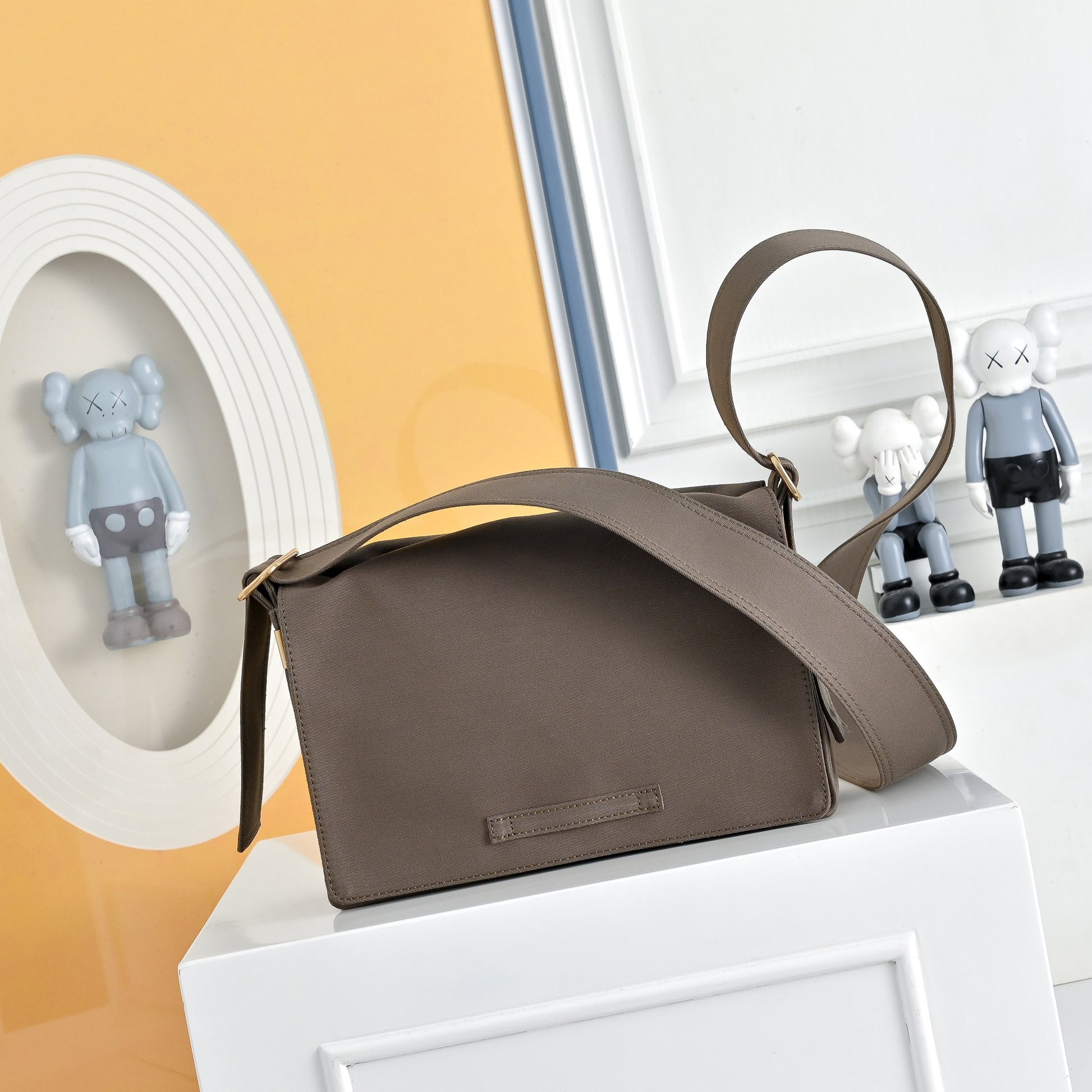 Embossed Leather Messenger Bag