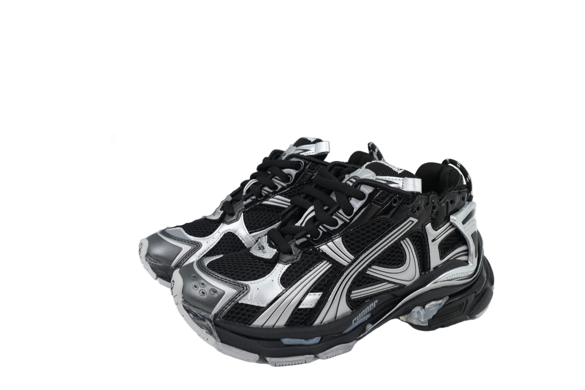 Black and white  sneakers  on a white background