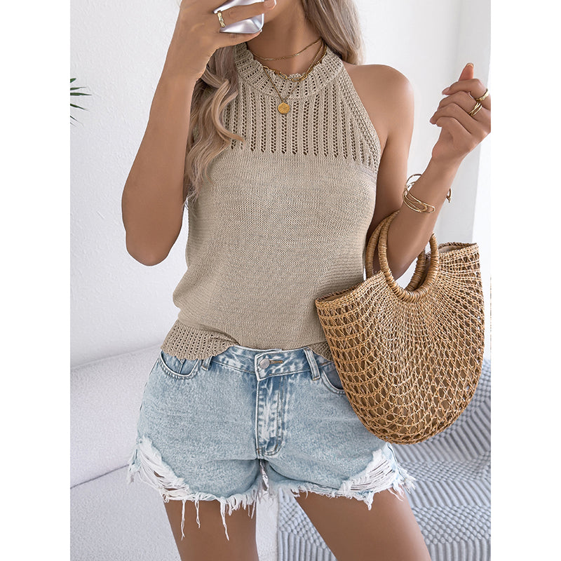 Women’s Summer Halter Tank Top – Sleeveless Racerback Knit Sweater Vest