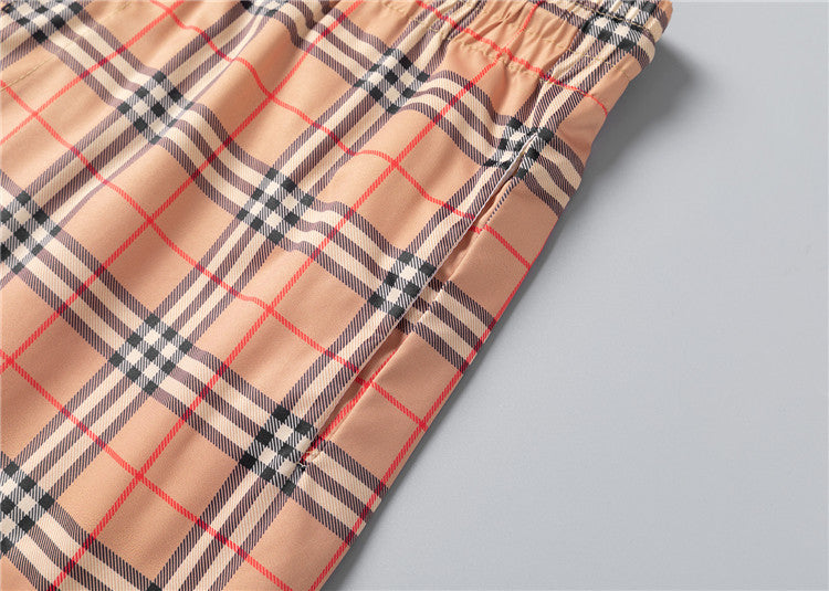 Classic Plaid Drawstring Swim Shorts | Quick Dry Summer Beach & Pool Trunks