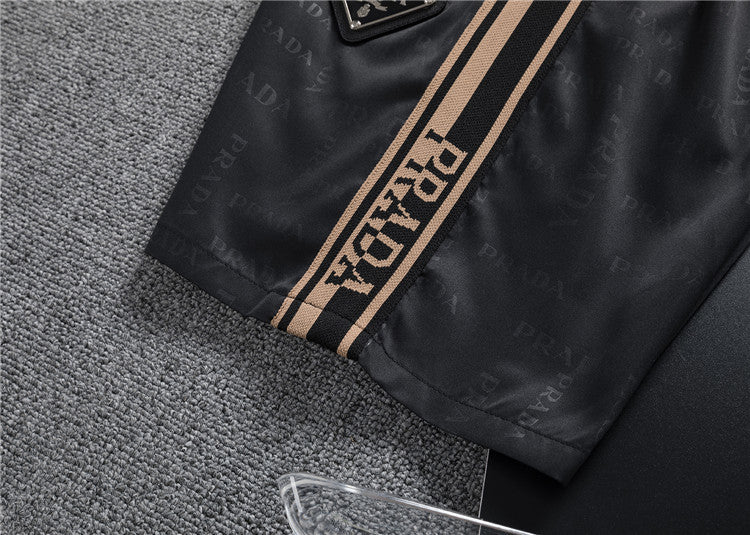 Premium Black Drawstring Shorts with Side Stripe Detail