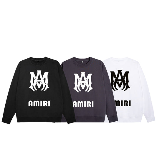 Core Monogram Crewneck Sweatshirt – White, Brown & Black Luxury Fleece