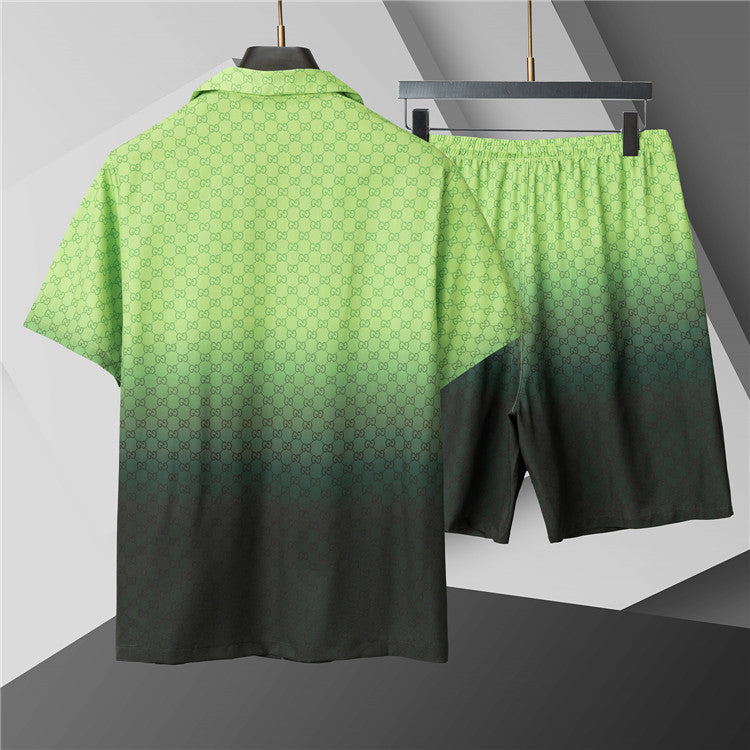 Luxury Gradient Green 2-Piece Summer Short Set