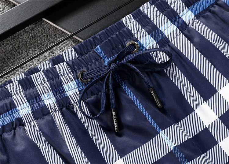 Swim Shorts Plaid Matching Set – Premium Short Sleeve Tee & Drawstring