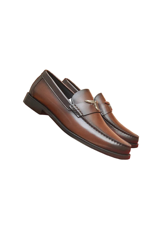 Black Calf Leather Oxford Loafers – Italian-Made Dress Shoes with Metal Detail side