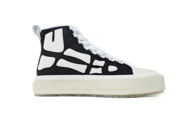 Canvas & Leather High-Top Sneakers with Skeleton Detail  side