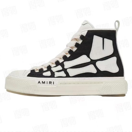 Canvas & Leather High-Top Sneakers with Skeleton Detail  side