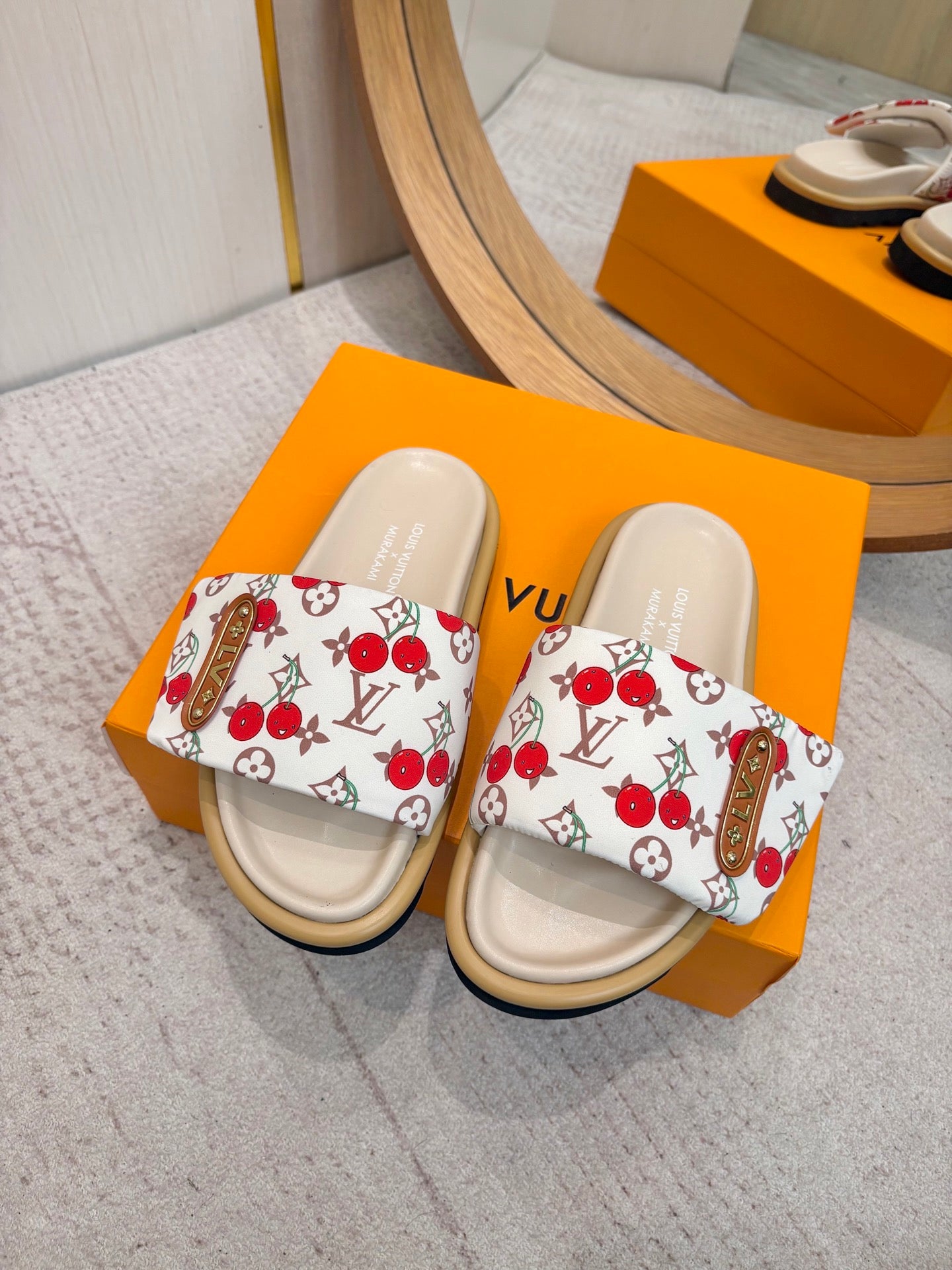Cherry Print Comfort Slides for Women – Lightweight Casual Sandals Available in 4 Styles