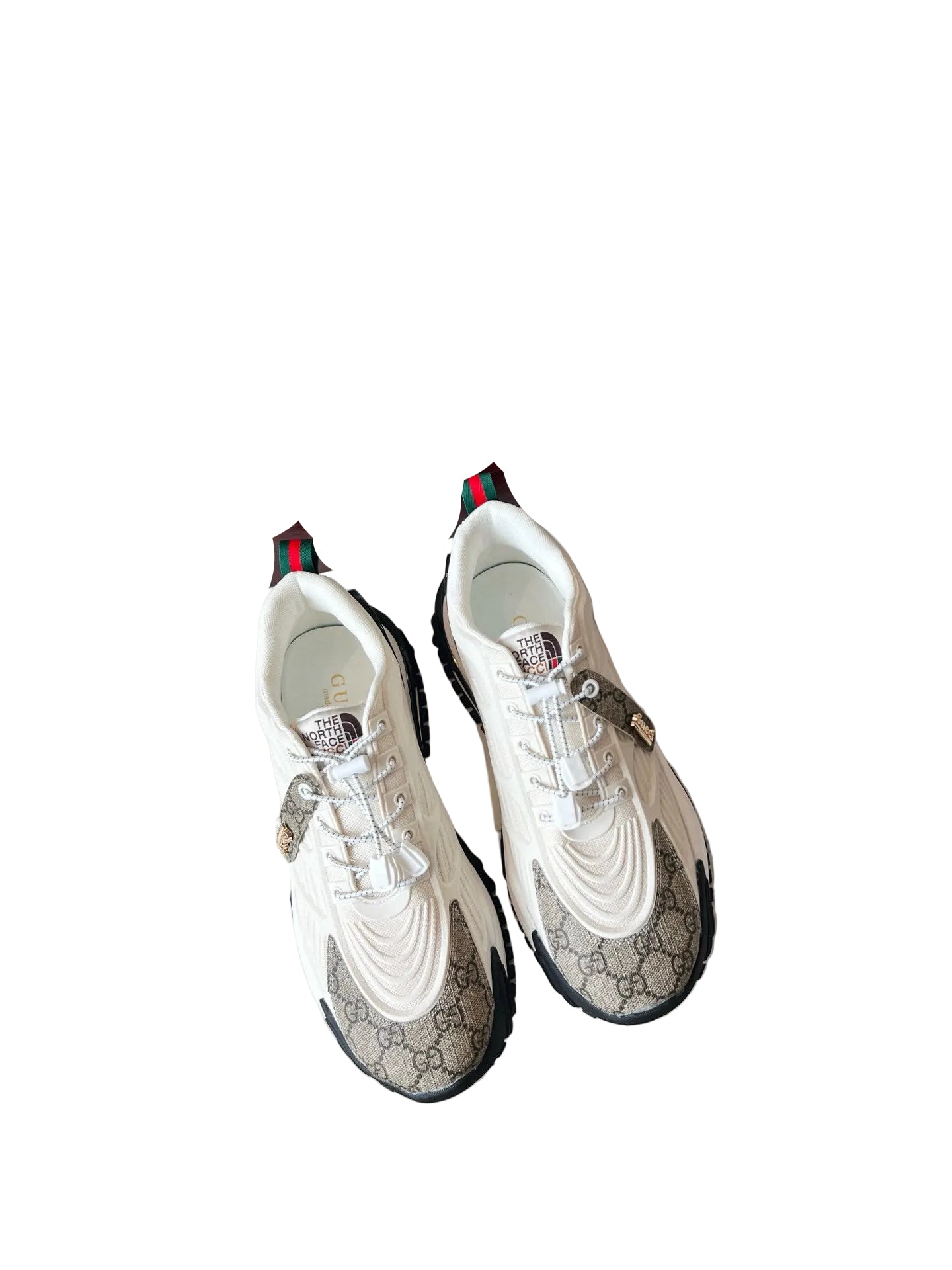 Chunky Retro Low-Top Sneakers with Monogram-Style Canvas Panels front