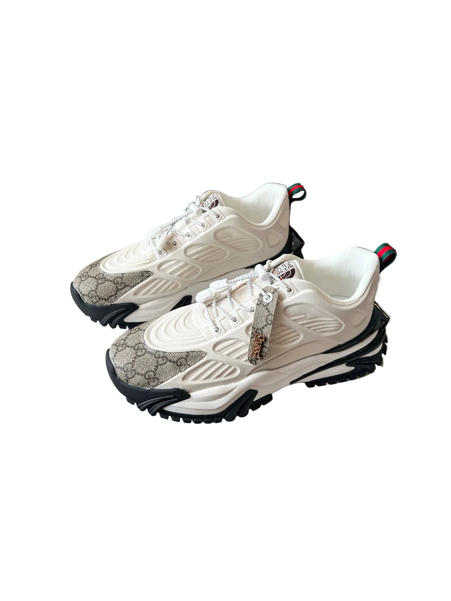 Chunky Retro Low-Top Sneakers with Monogram-Style Canvas Panels side