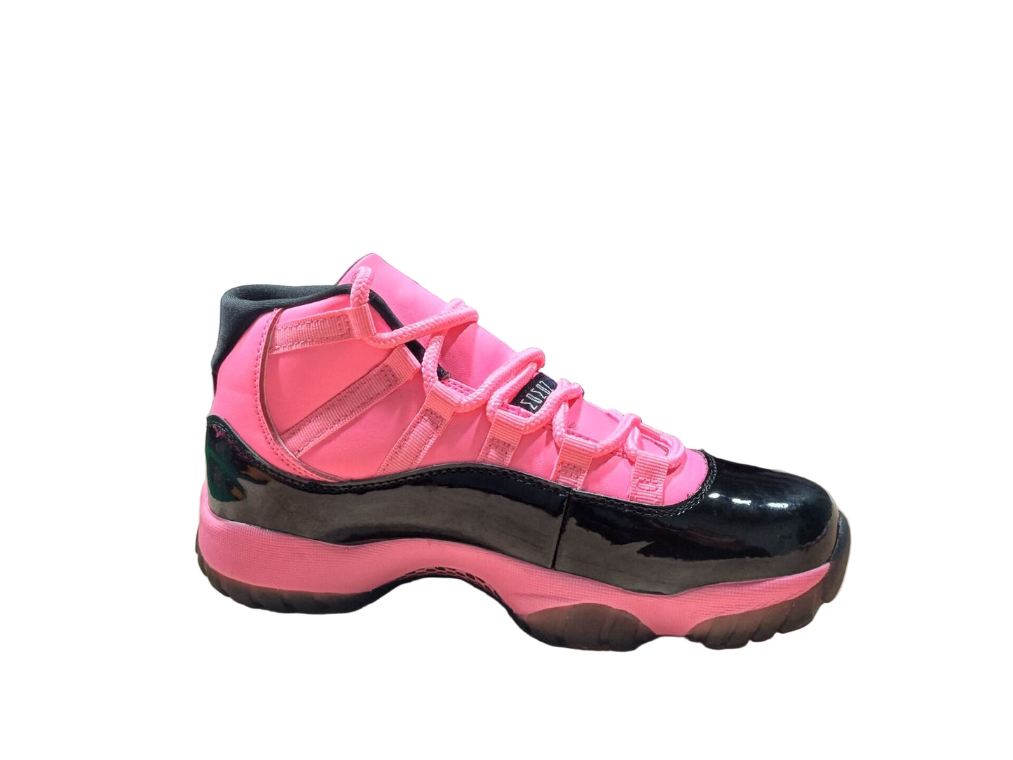 Custom Pink & Black High-Top Basketball-Style Sneaker