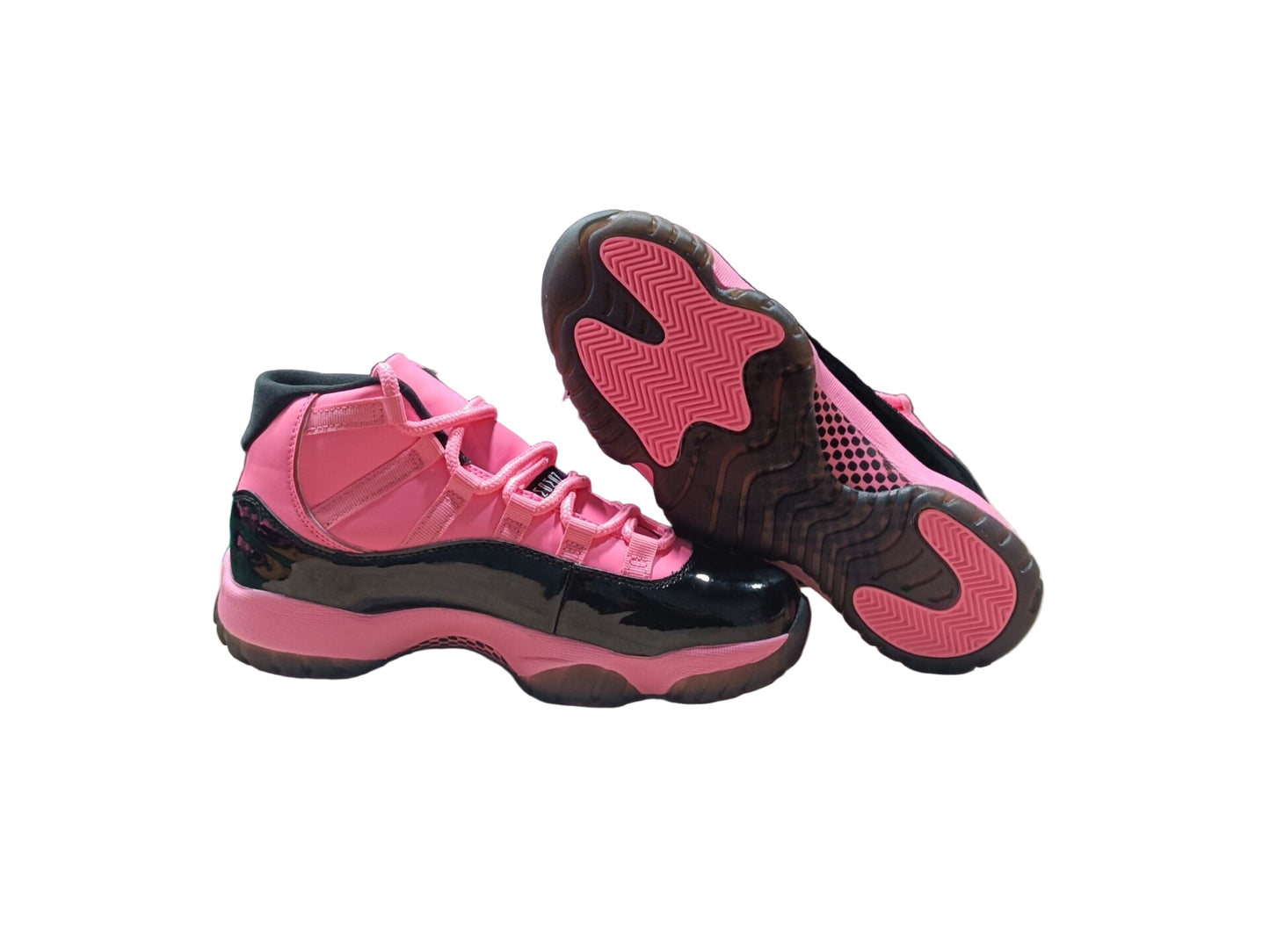 Custom Pink & Black High-Top Basketball-Style Sneaker