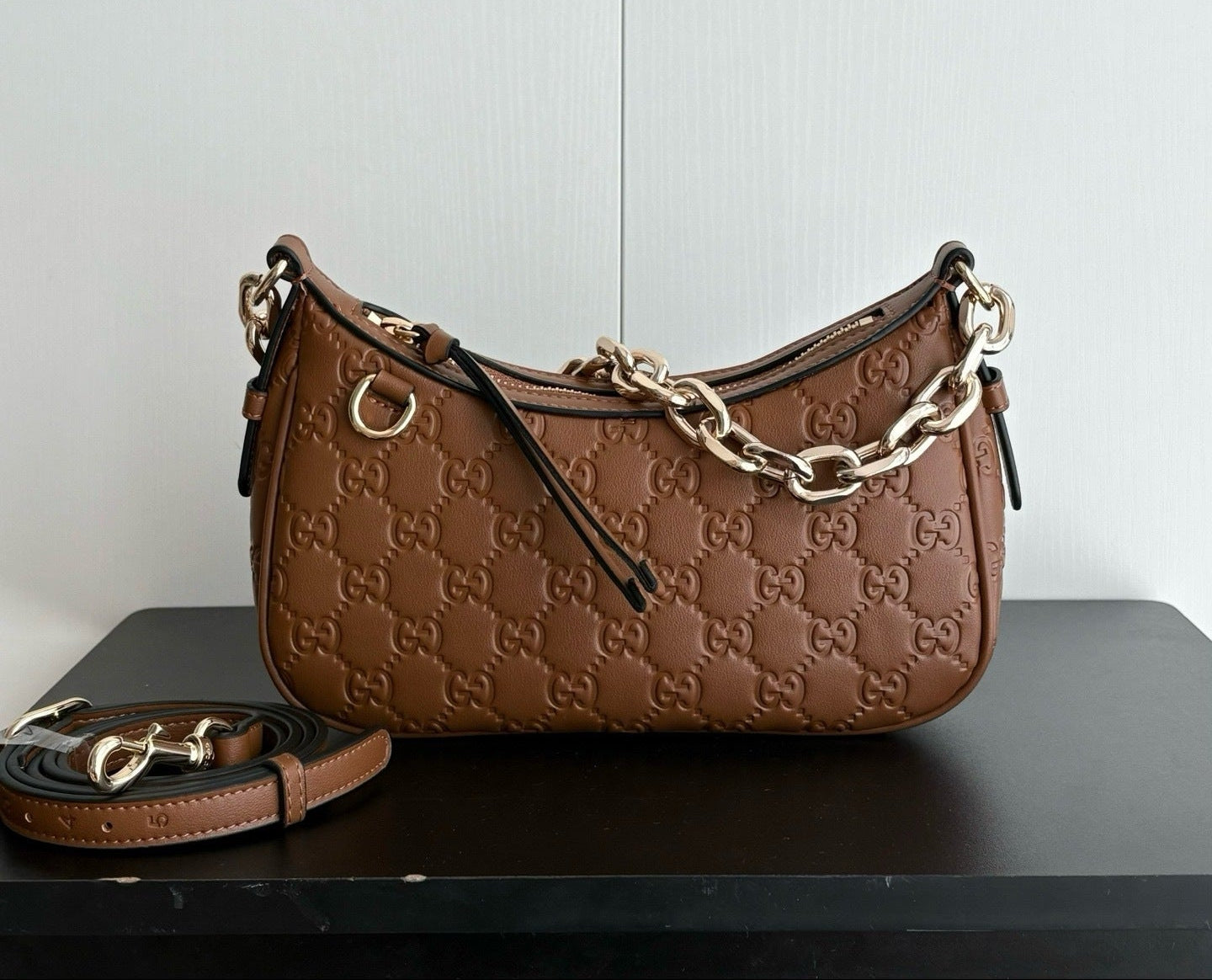 Emblem Small Shoulder Bag – Natural 000