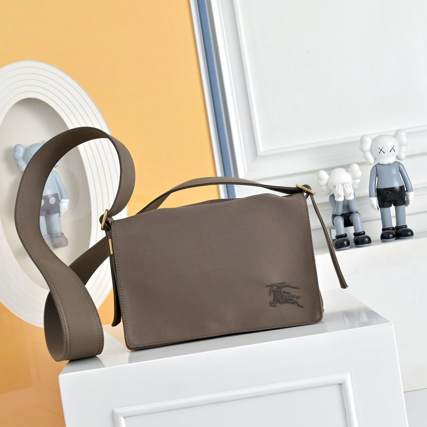 Embossed Leather Messenger Bag