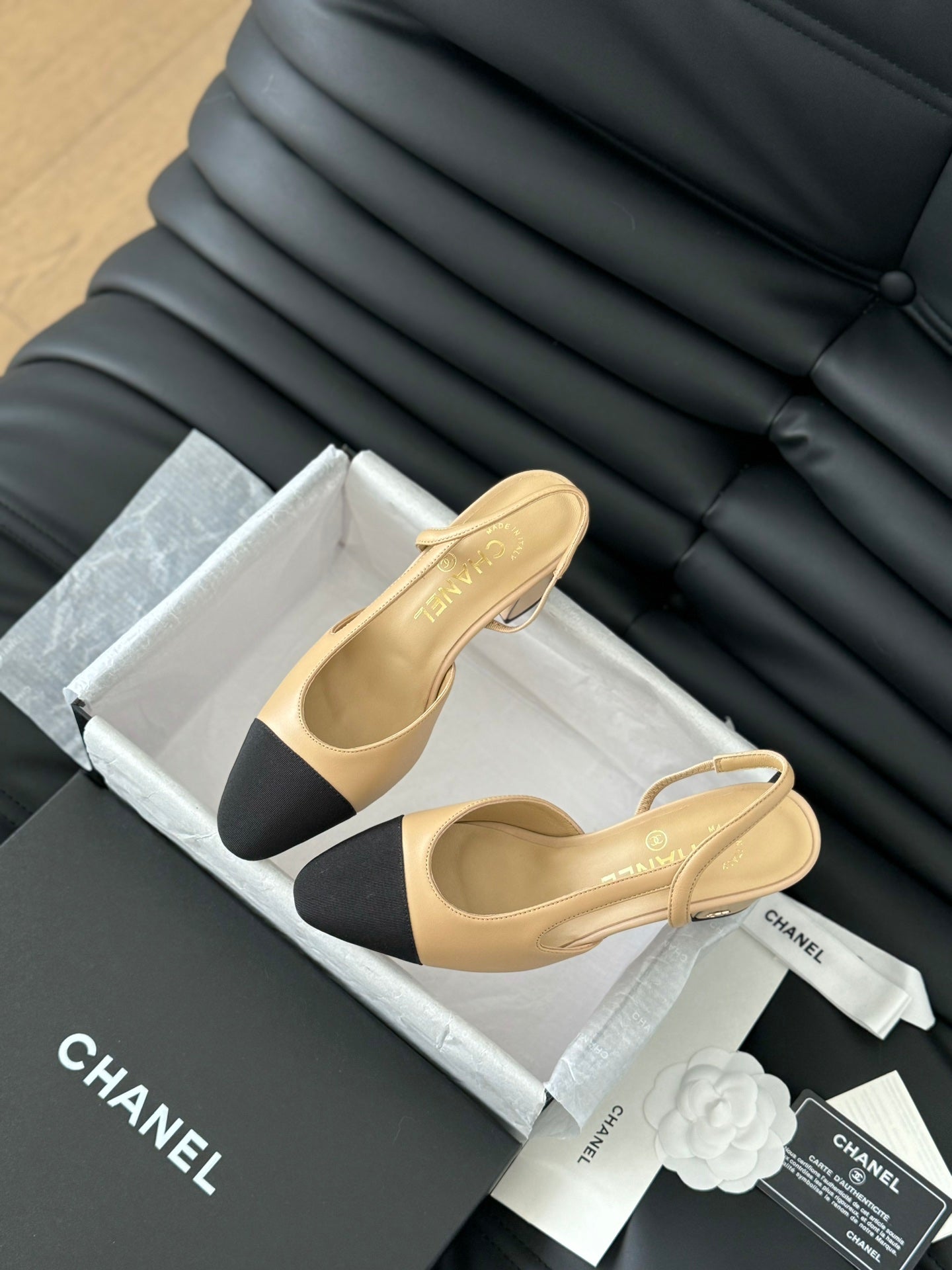 Elevate Your Style with Beige & Black Slingback Pumps - TruVybe Essentials
