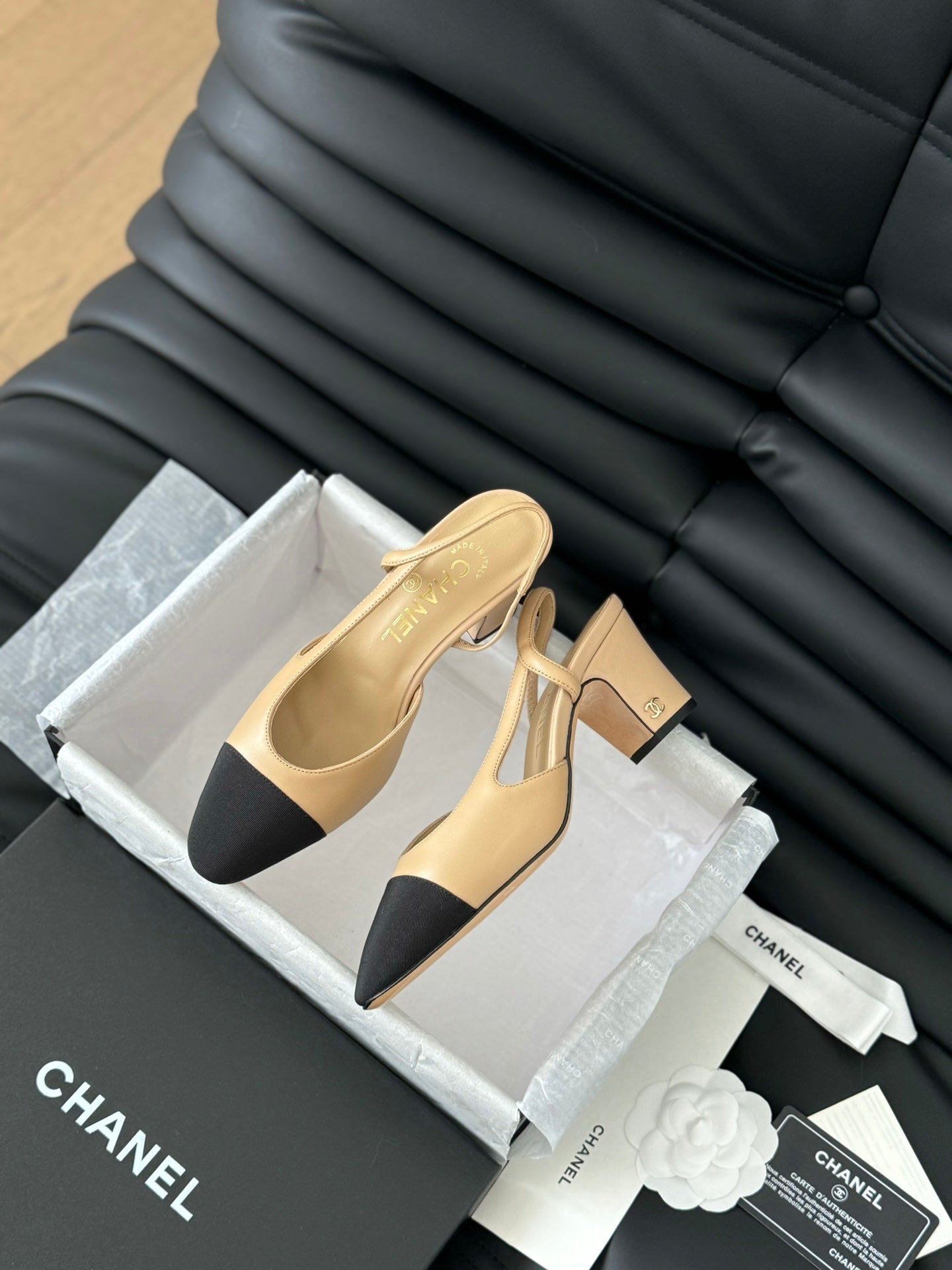 Elevate Your Style with Beige & Black Slingback Pumps - TruVybe Essentials