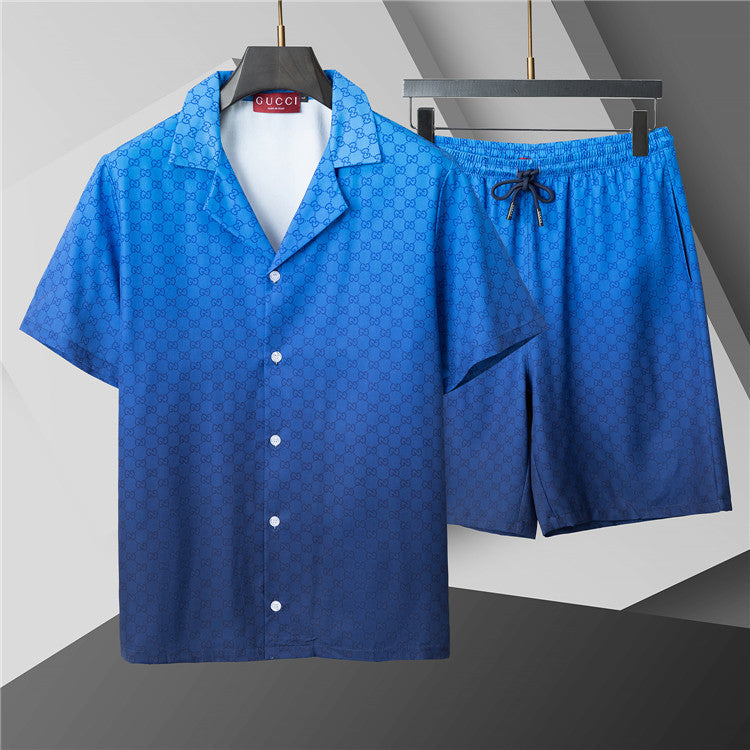 Luxury Gradient Green or Blue  2-Piece Summer Short  Set
