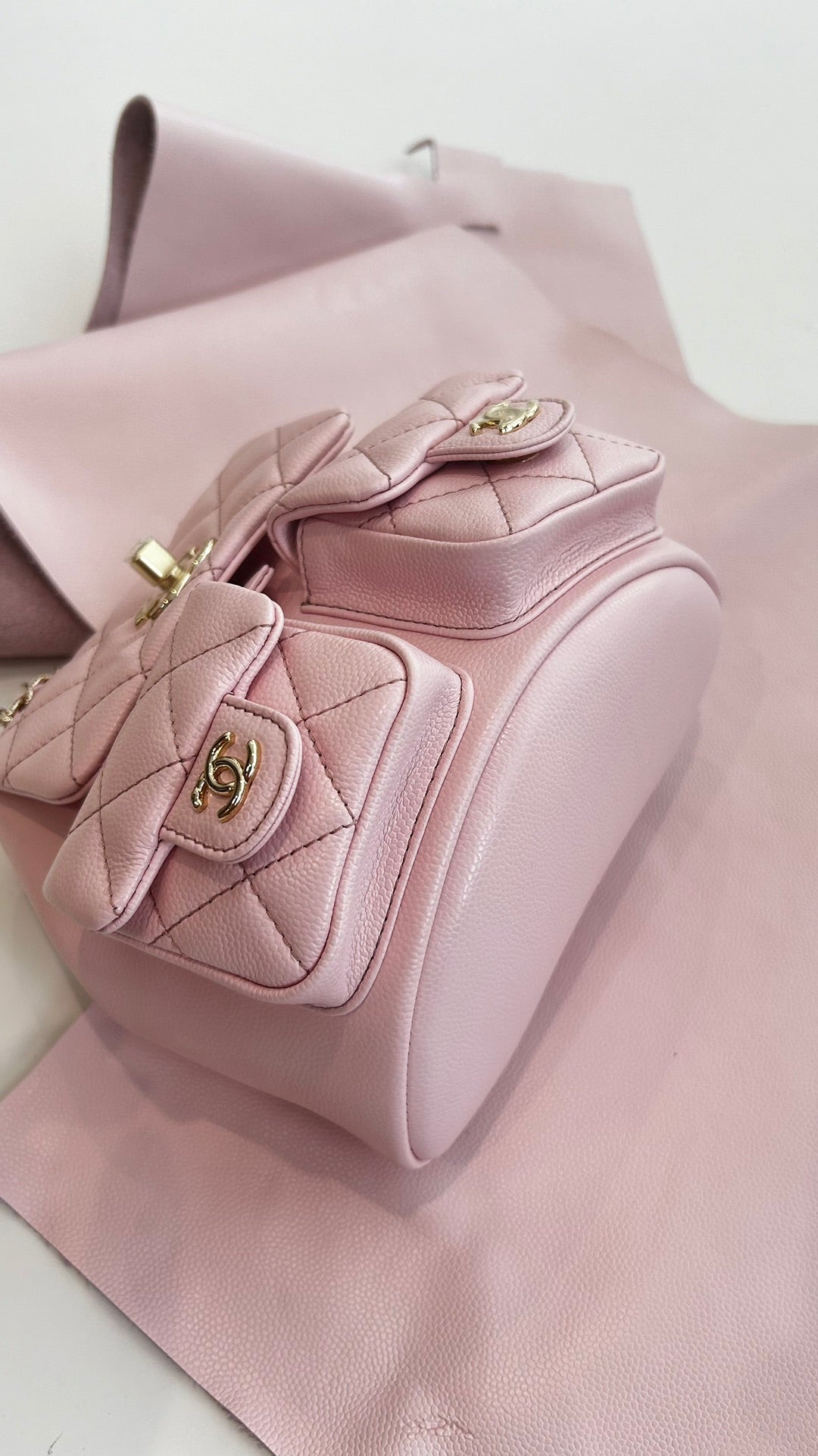 Medium Quilted Caviar Duma Drawstring Backpack – Pink - TruVybe Essentials