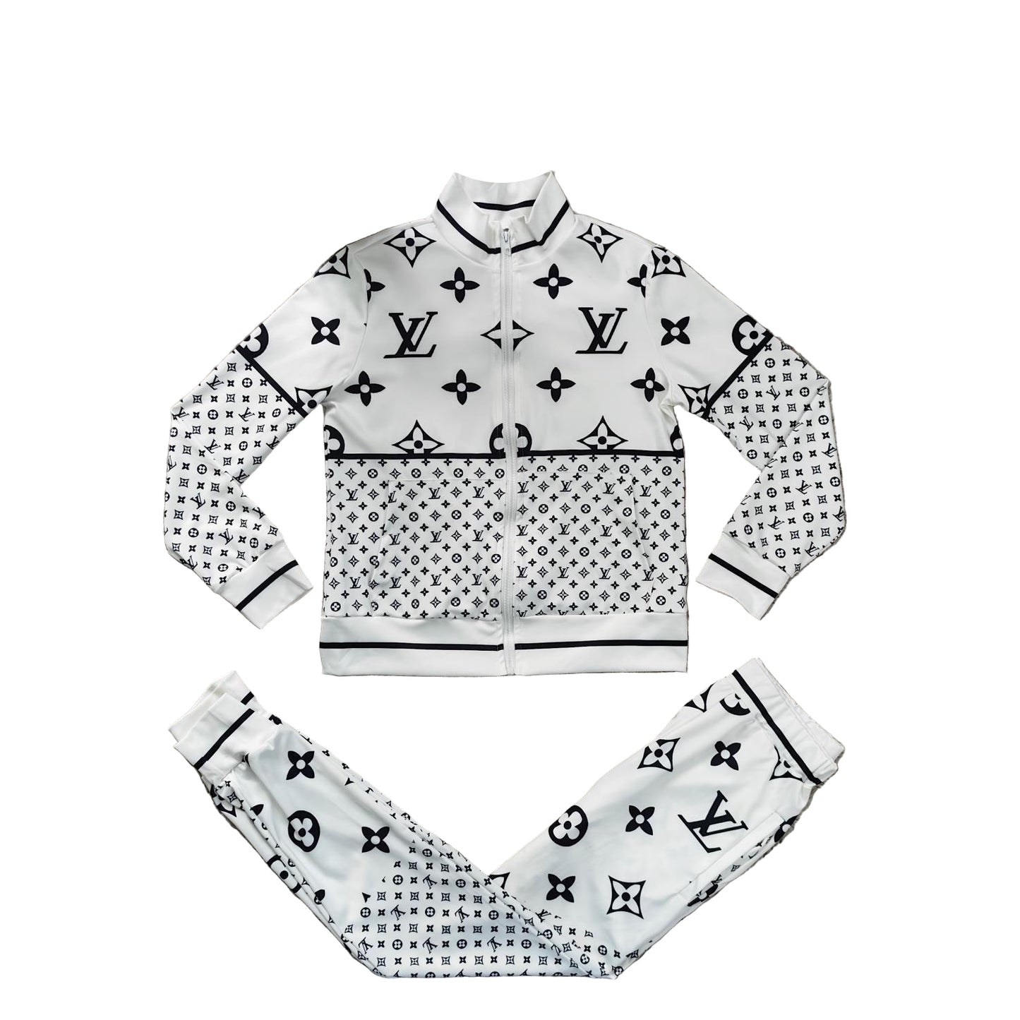 Monogram Two-Piece Tracksuit – Zip-Up Jacket & Joggers Set - TruVybe Essentials