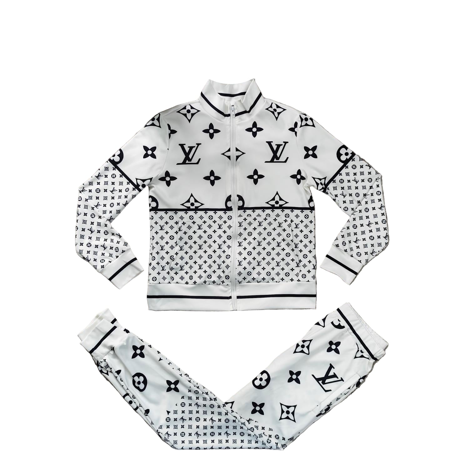 Monogram Two-Piece Tracksuit – Zip-Up Jacket & Joggers Set - TruVybe Essentials