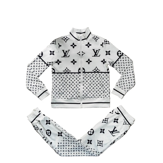 Monogram Two-Piece Tracksuit – Zip-Up Jacket & Joggers Set - TruVybe Essentials