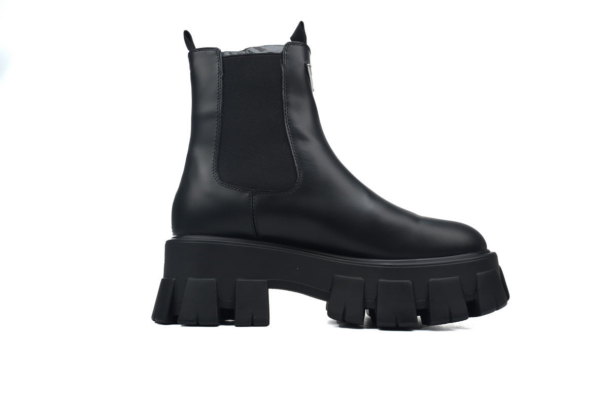 Monolith Brushed Leather Chelsea Boots – Designer Ankle Boot, Rugged Sole side