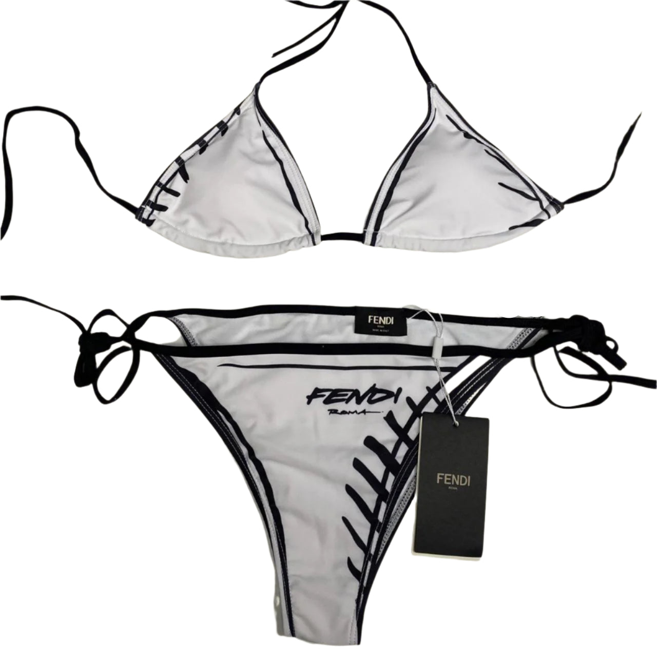 Fendi Women's Black and White Bikini Swimsuit – Bold Luxury Beachwear