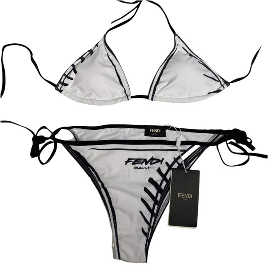 Fendi Women's Black and White Bikini Swimsuit – Bold Luxury Beachwear