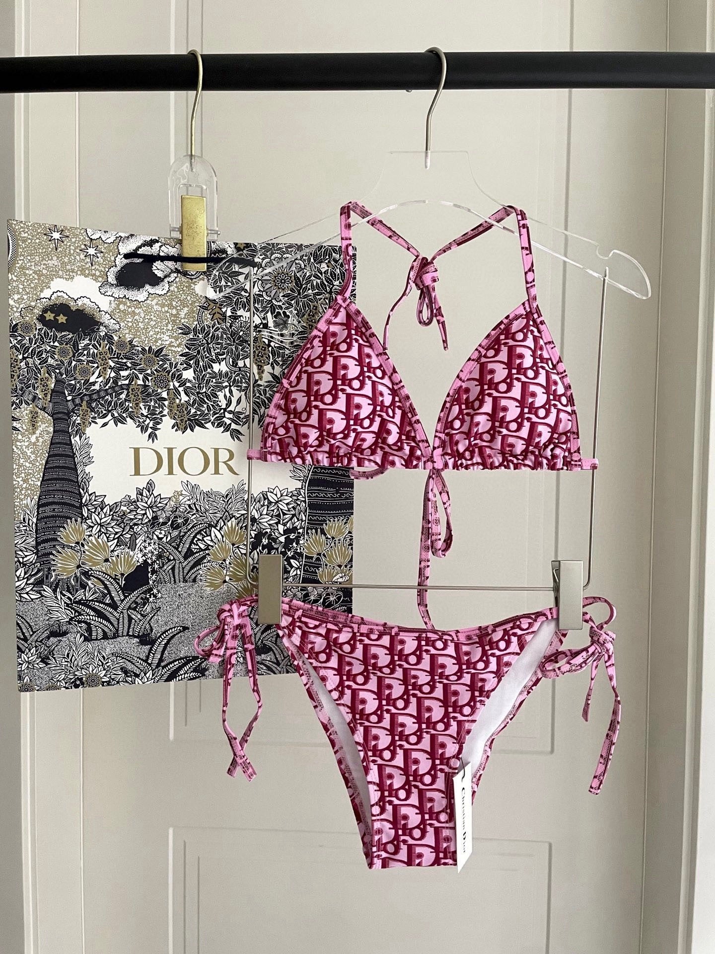 Pink Monogram Tie-Side Bikini Set