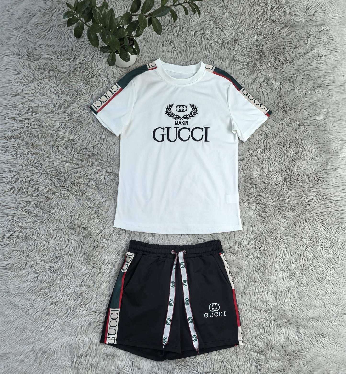 Premium Contrast Trim Two-Piece Short Set