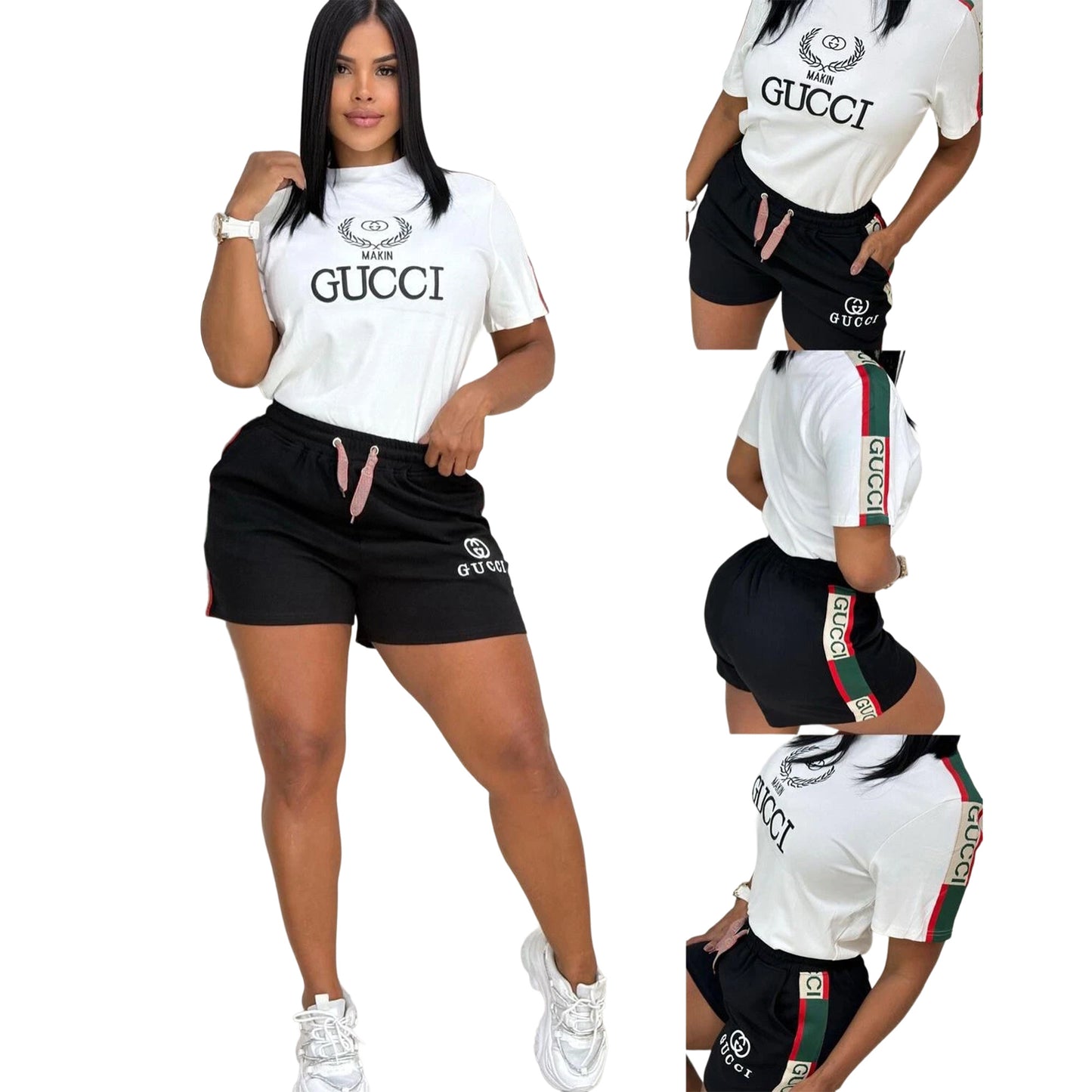 Premium Contrast Trim Two-Piece Short Set