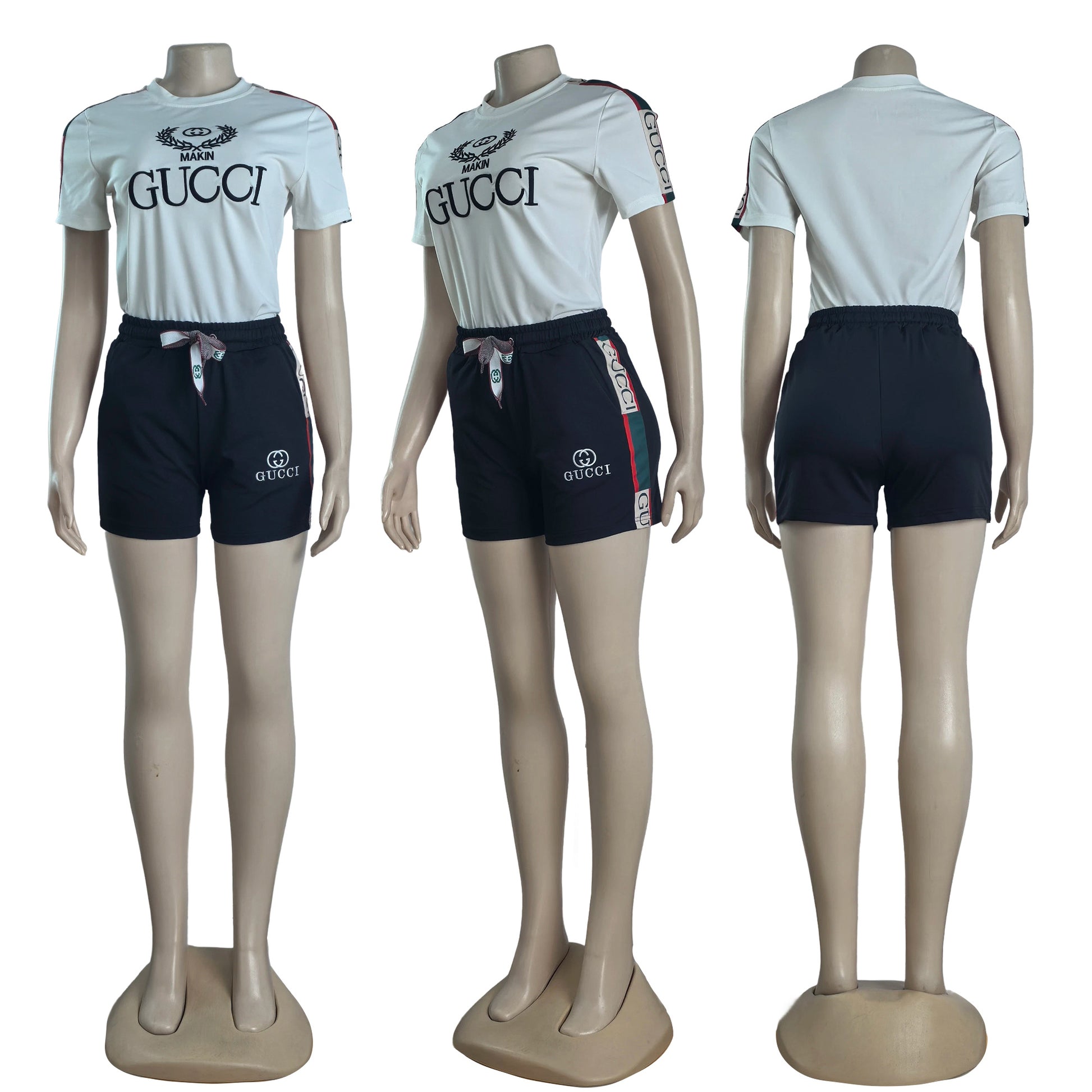 Premium Contrast Trim Two-Piece Short Set