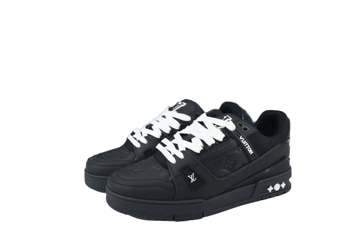 Premium Leather Monogram-Style Trainers – Classic Luxury Sneaker - TruVybe Essentials