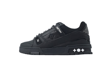 Premium Leather Monogram-Style Trainers – Classic Luxury Sneaker - TruVybe Essentials