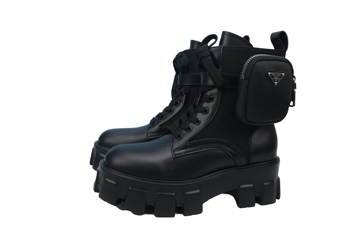 Re-Nylon & Leather Combat Boots – Zip Pocket, Premium Streetwear Footwear - TruVybe Essentials