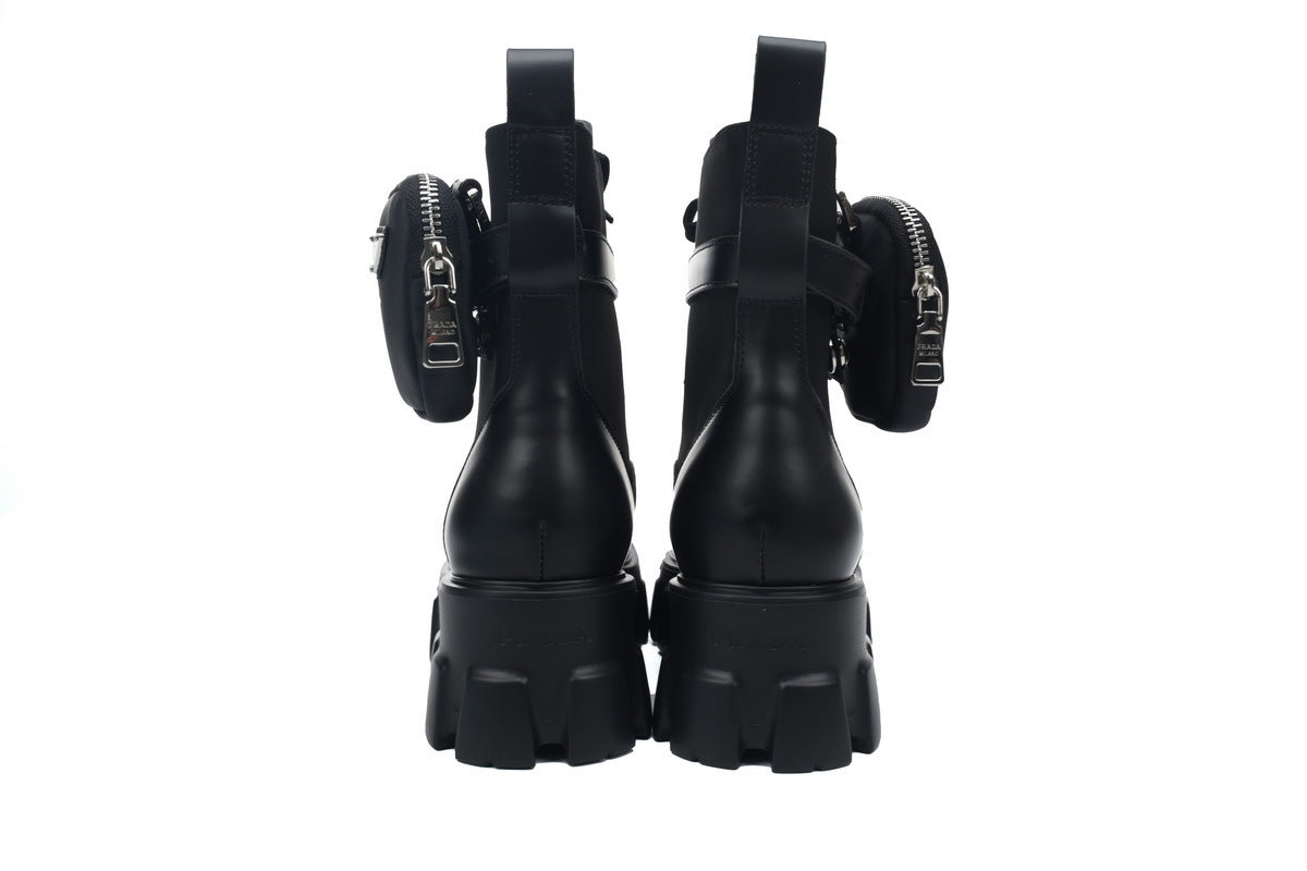 Re-Nylon & Leather Combat Boots – Zip Pocket, Premium Streetwear Footwear - TruVybe Essentials